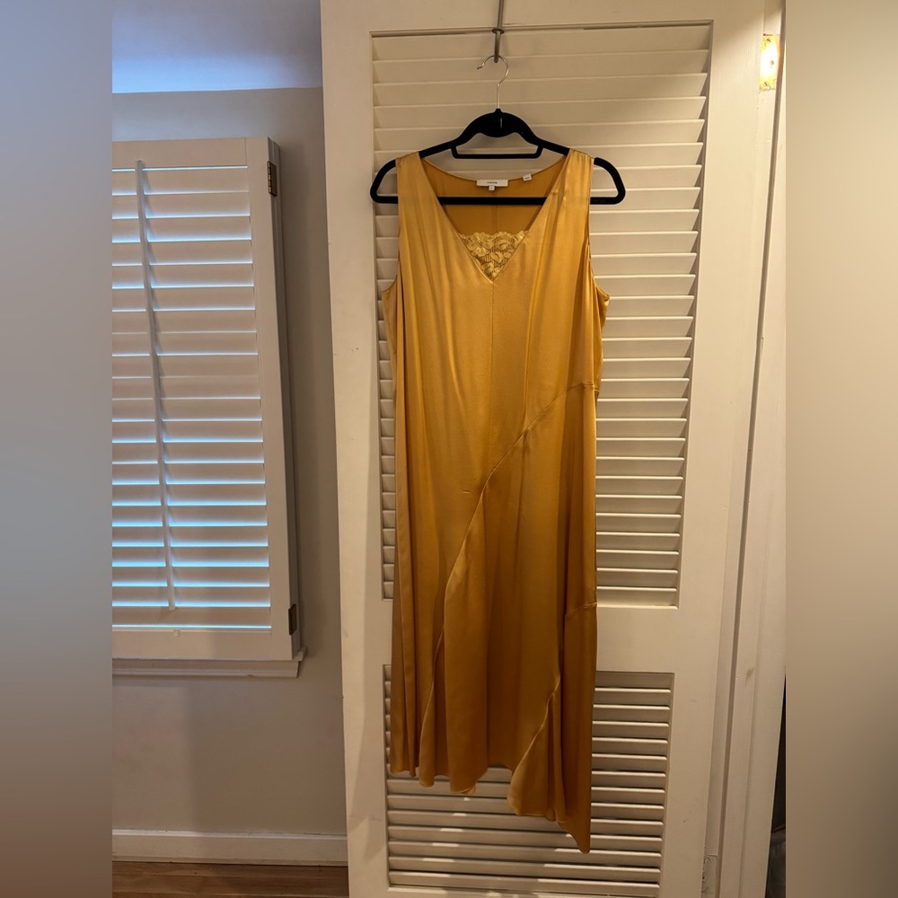 Vince golden silk slip dress